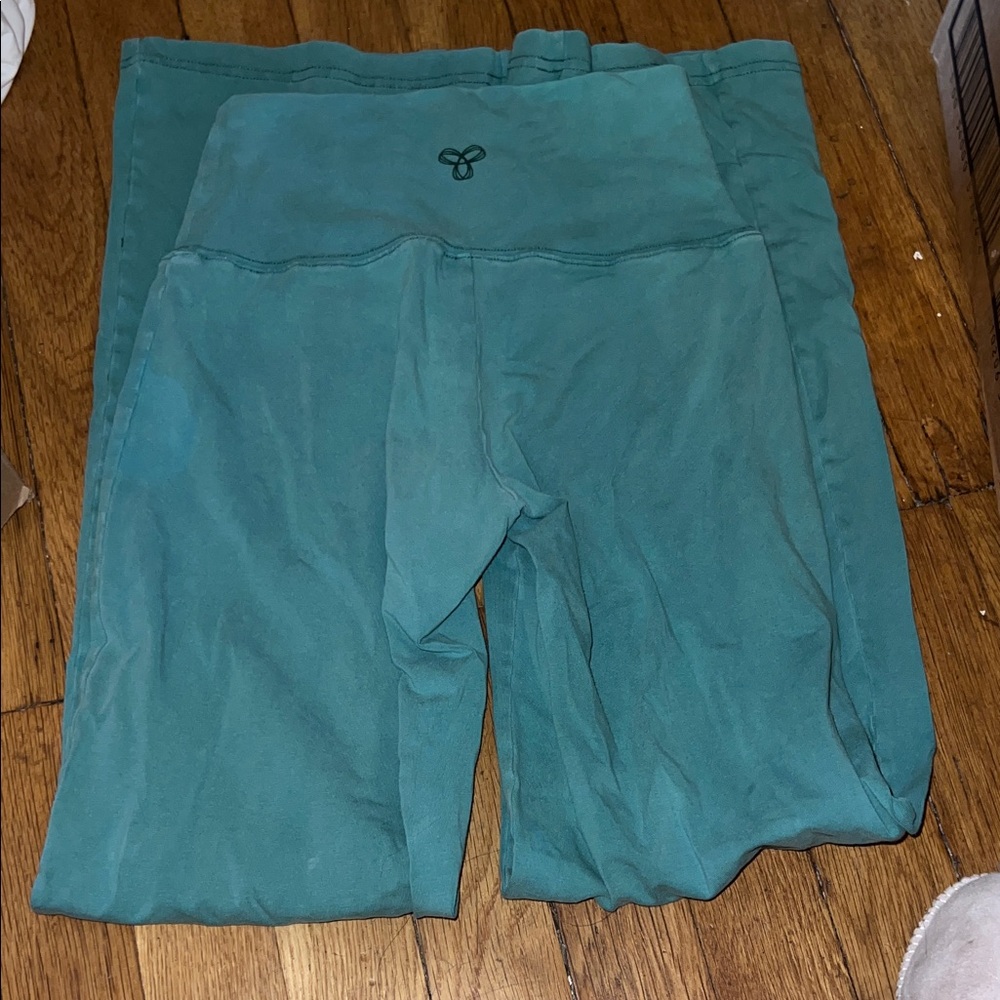 TNA green straight leg wide pants